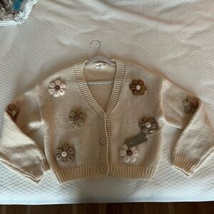 Chic Floral Cream Cardigan